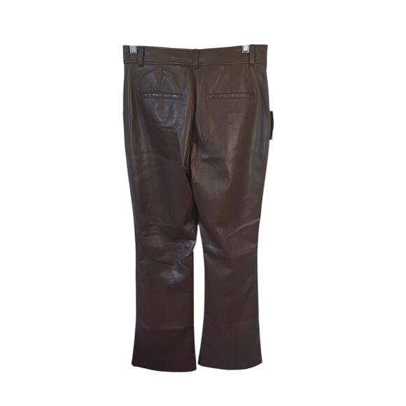 NWT BABATON ARITZIA Program Pants Coffee Bean Brown Sz 8 Faux Leather High Rise - Picture 5 of 10